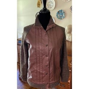 Caesar Piccini Faux Leather Mohair Sweater Jacket EU40/M Academia Minimal Chic